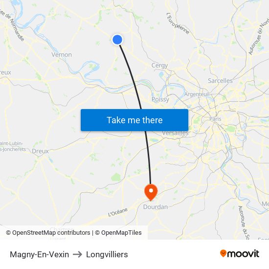Magny-En-Vexin to Longvilliers map