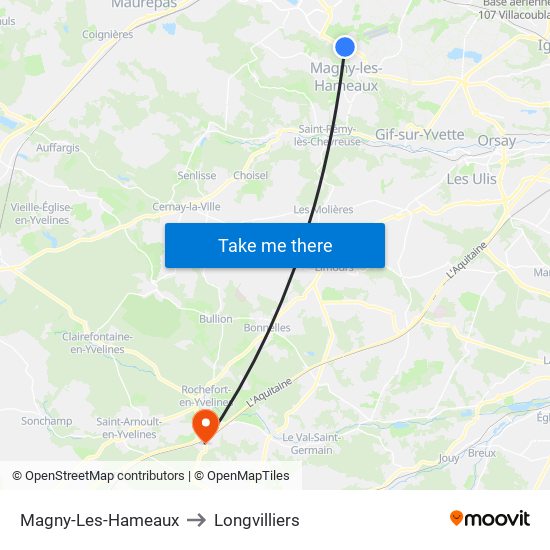 Magny-Les-Hameaux to Longvilliers map