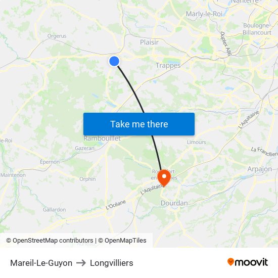 Mareil-Le-Guyon to Longvilliers map