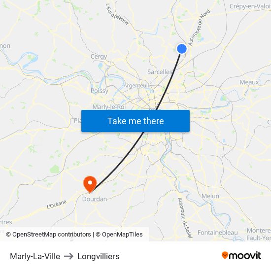 Marly-La-Ville to Longvilliers map