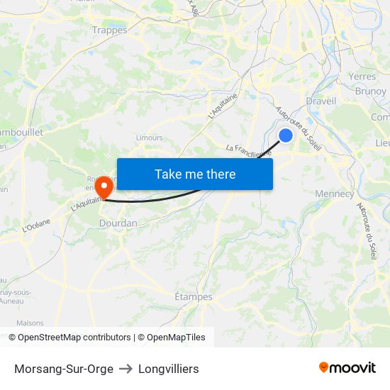 Morsang-Sur-Orge to Longvilliers map