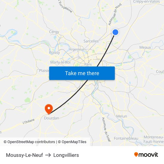 Moussy-Le-Neuf to Longvilliers map
