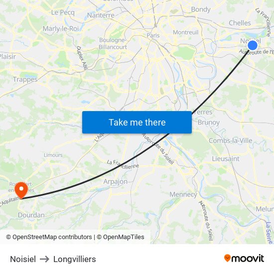 Noisiel to Longvilliers map