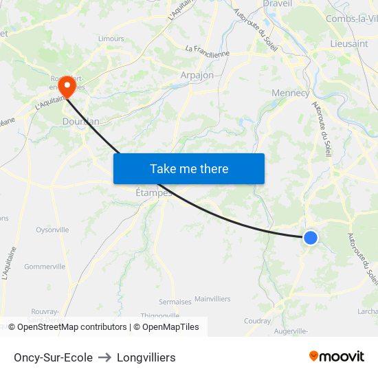 Oncy-Sur-Ecole to Longvilliers map