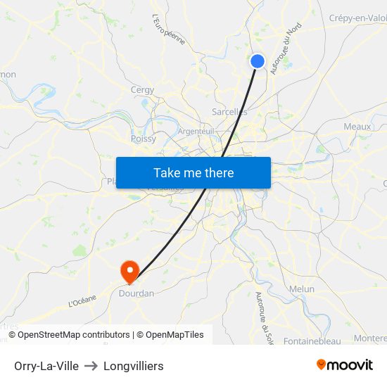 Orry-La-Ville to Longvilliers map