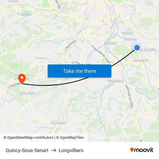 Quincy-Sous-Senart to Longvilliers map