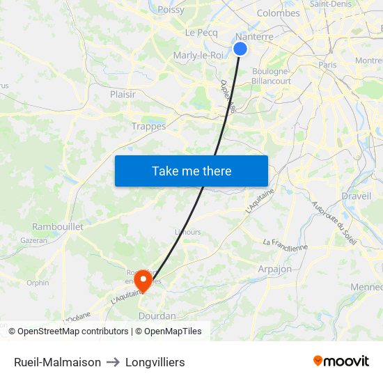 Rueil-Malmaison to Longvilliers map