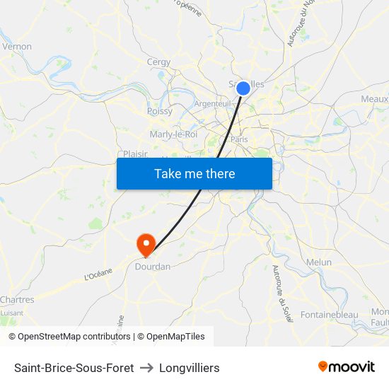 Saint-Brice-Sous-Foret to Longvilliers map