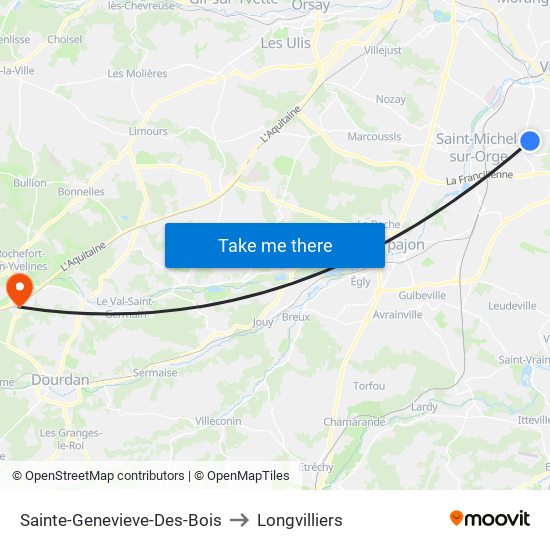 Sainte-Genevieve-Des-Bois to Longvilliers map