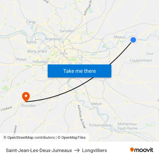 Saint-Jean-Les-Deux-Jumeaux to Longvilliers map