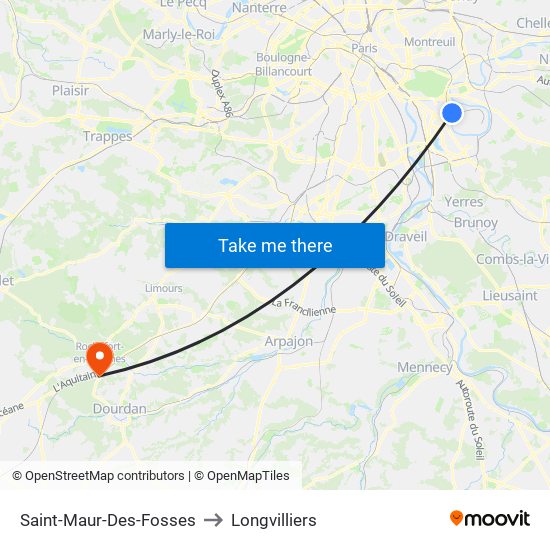 Saint-Maur-Des-Fosses to Longvilliers map