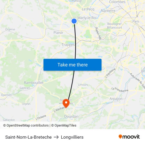 Saint-Nom-La-Breteche to Longvilliers map