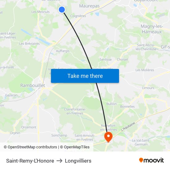 Saint-Remy-L'Honore to Longvilliers map