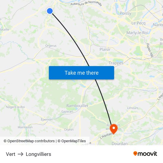 Vert to Longvilliers map