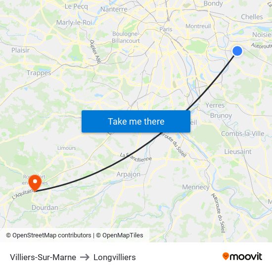 Villiers-Sur-Marne to Longvilliers map