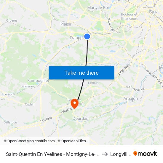 Saint-Quentin En Yvelines - Montigny-Le-Bretonneux to Longvilliers map