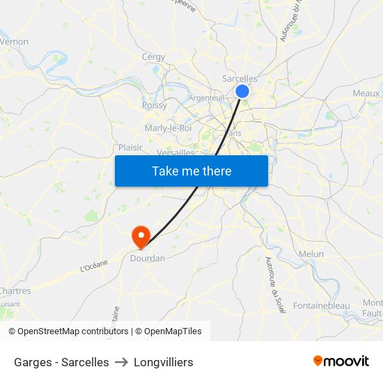 Garges - Sarcelles to Longvilliers map