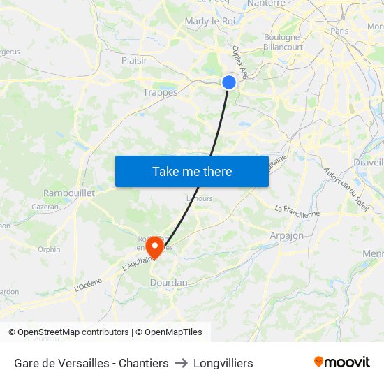 Gare de Versailles - Chantiers to Longvilliers map