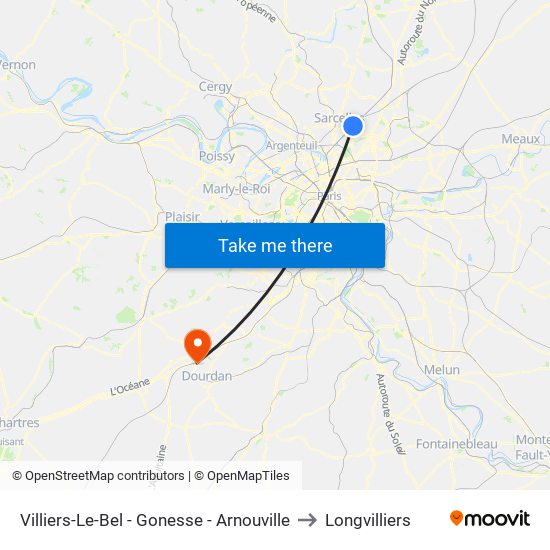 Villiers-Le-Bel - Gonesse - Arnouville to Longvilliers map