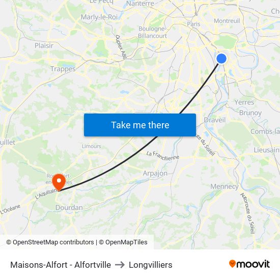 Maisons-Alfort - Alfortville to Longvilliers map