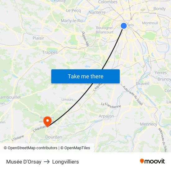 Musée D'Orsay to Longvilliers map