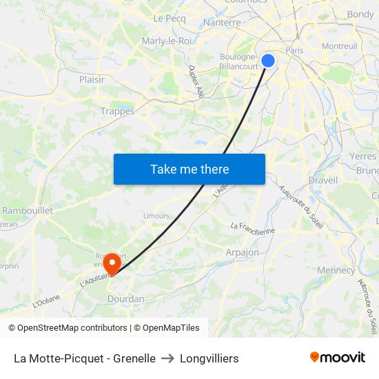 La Motte-Picquet - Grenelle to Longvilliers map