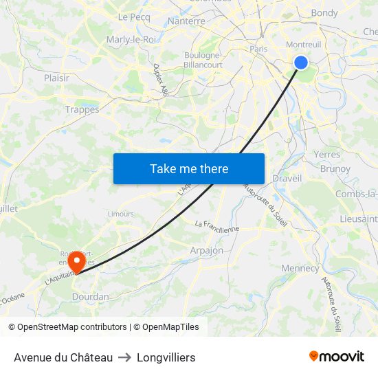 Avenue du Château to Longvilliers map