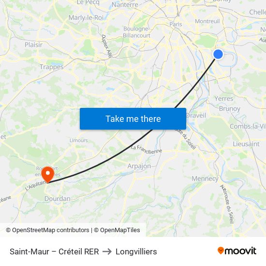 Saint-Maur – Créteil RER to Longvilliers map