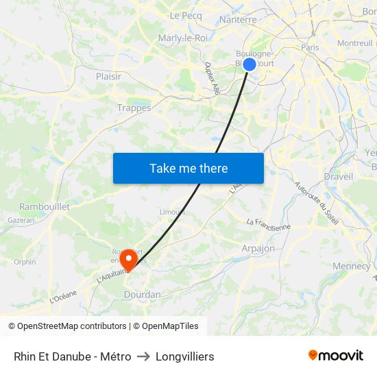 Rhin Et Danube - Métro to Longvilliers map