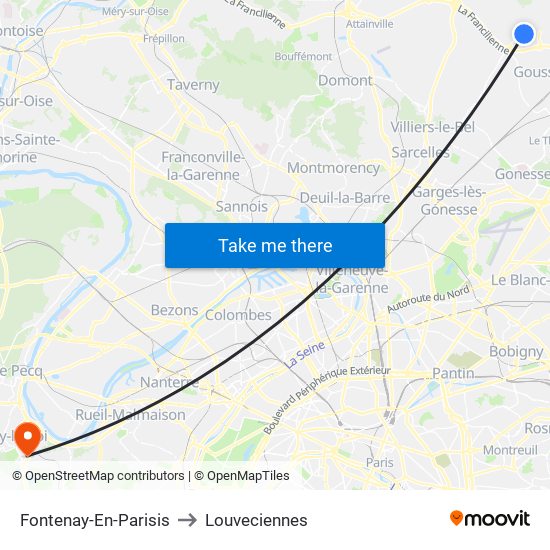 Fontenay-En-Parisis to Louveciennes map