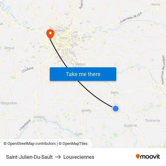 Saint-Julien-Du-Sault to Louveciennes map