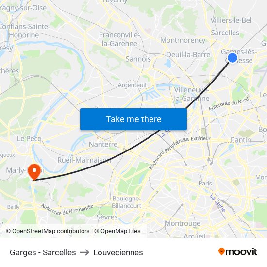 Garges - Sarcelles to Louveciennes map