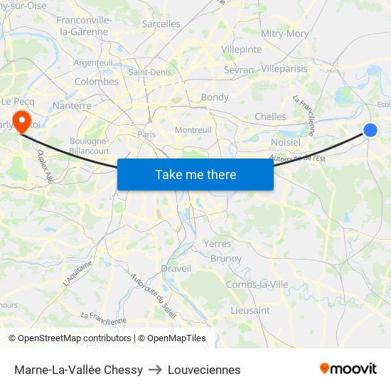 Marne-La-Vallée Chessy to Louveciennes map