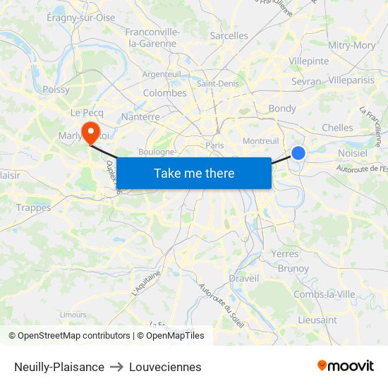 Neuilly-Plaisance to Louveciennes map