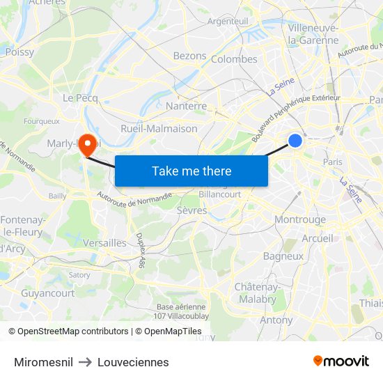 Miromesnil to Louveciennes map