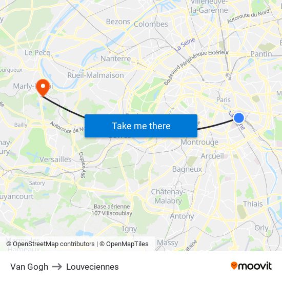 Van Gogh to Louveciennes map
