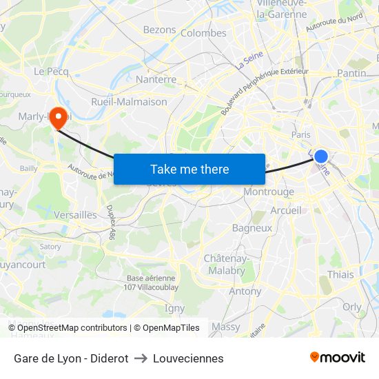 Gare de Lyon - Diderot to Louveciennes map