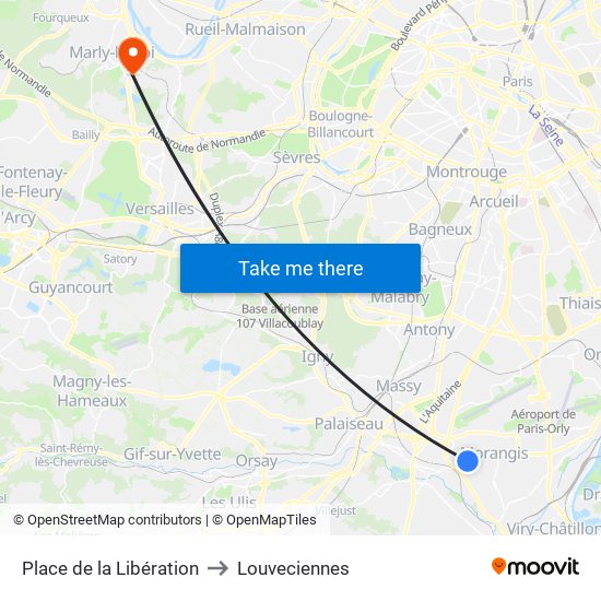Place de la Libération to Louveciennes map