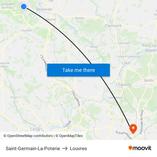 Saint-Germain-La-Poterie to Louvres map