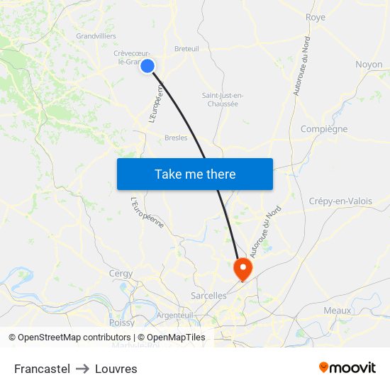 Francastel to Louvres map
