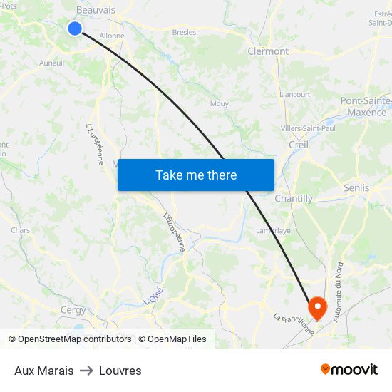 Aux Marais to Louvres map