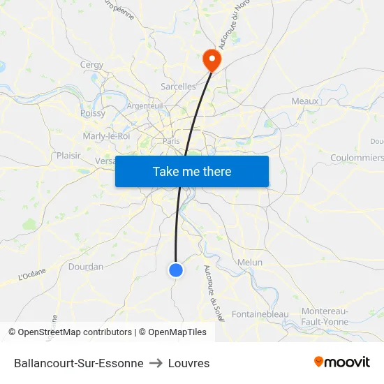 Ballancourt-Sur-Essonne to Louvres map