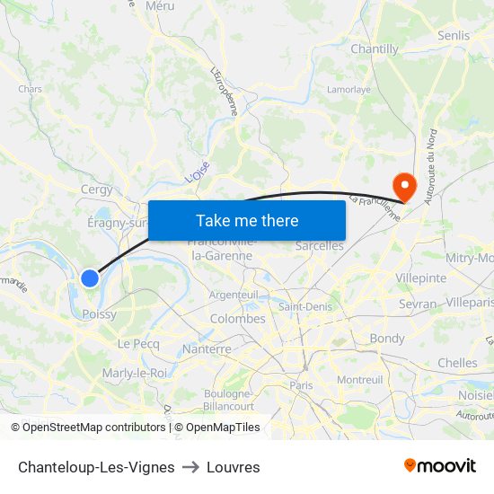 Chanteloup-Les-Vignes to Louvres map