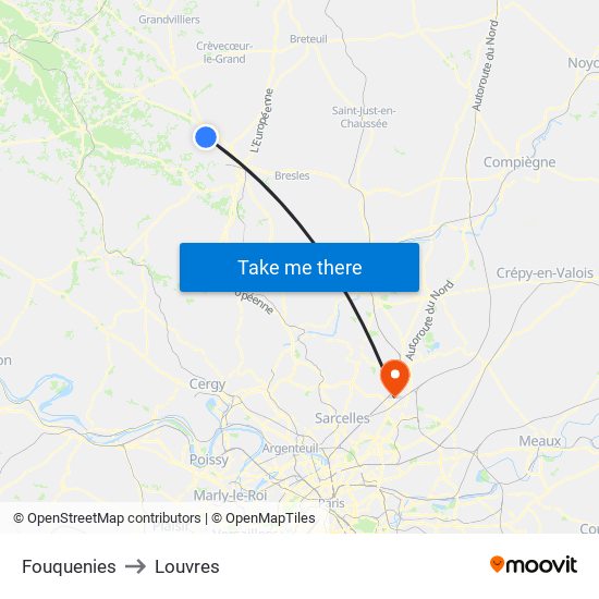 Fouquenies to Louvres map