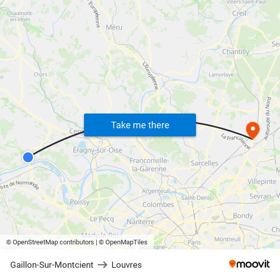 Gaillon-Sur-Montcient to Louvres map