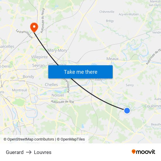 Guerard to Louvres map