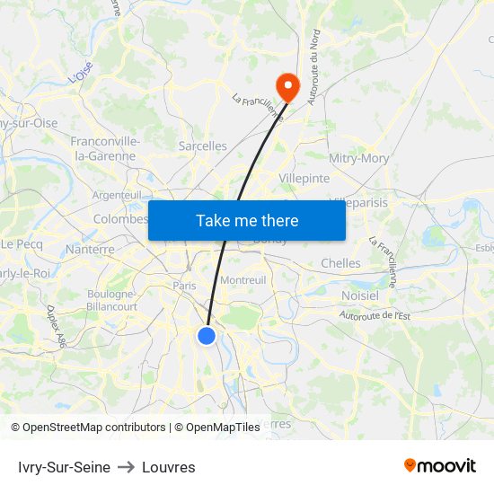 Ivry-Sur-Seine to Louvres map