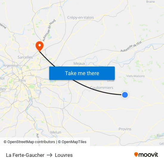La Ferte-Gaucher to Louvres map