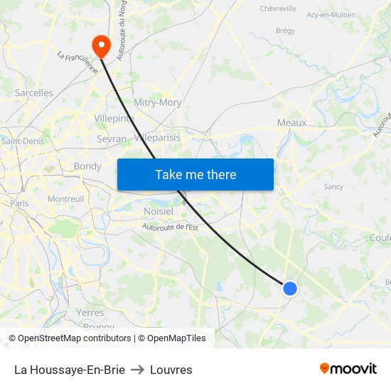 La Houssaye-En-Brie to Louvres map