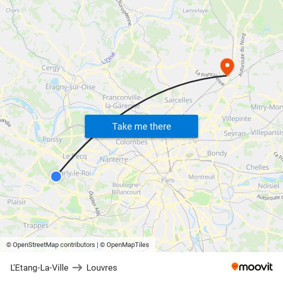L'Etang-La-Ville to Louvres map